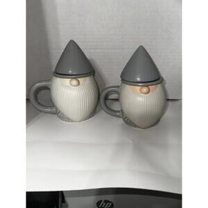 Set of 2 World Market Gray Gnome Tea Infuser Mugs - Complete 3-Piece Sets